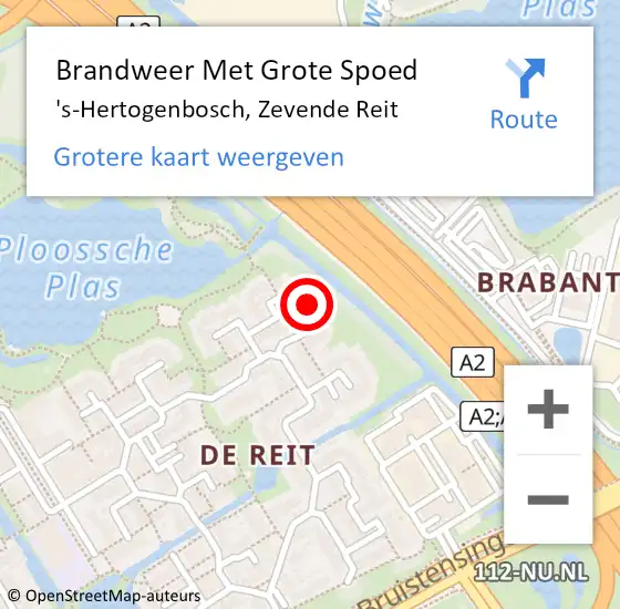 Locatie op kaart van de 112 melding: Brandweer Met Grote Spoed Naar 's-Hertogenbosch, Zevende Reit op 27 oktober 2022 17:56