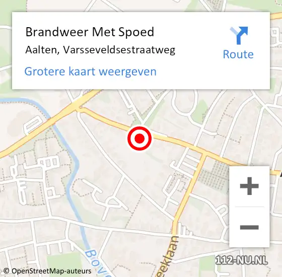 Locatie op kaart van de 112 melding: Brandweer Met Spoed Naar Aalten, Varsseveldsestraatweg op 27 oktober 2022 18:09