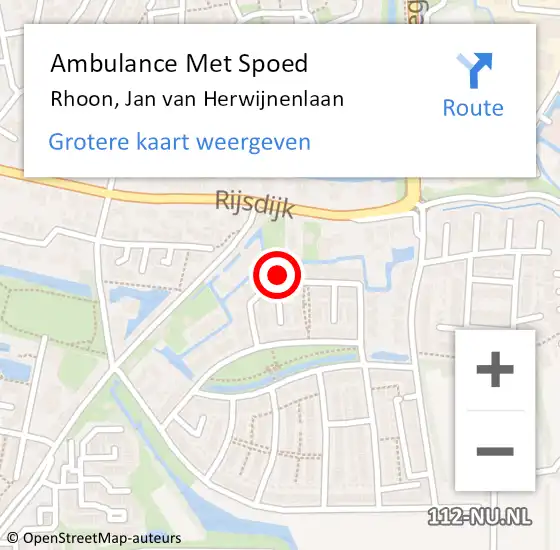 Locatie op kaart van de 112 melding: Ambulance Met Spoed Naar Rhoon, Jan van Herwijnenlaan op 27 oktober 2022 18:38