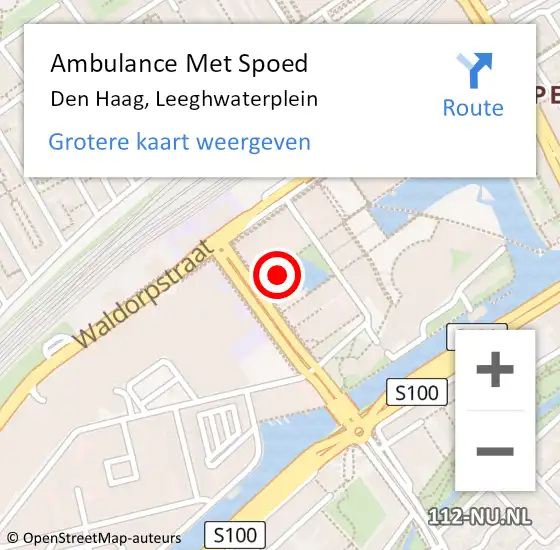 Locatie op kaart van de 112 melding: Ambulance Met Spoed Naar Den Haag, Leeghwaterplein op 27 oktober 2022 18:41