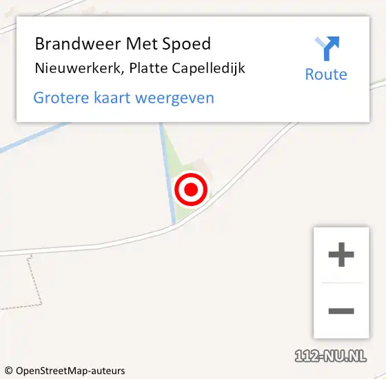 Locatie op kaart van de 112 melding: Brandweer Met Spoed Naar Nieuwerkerk, Platte Capelledijk op 27 oktober 2022 18:43