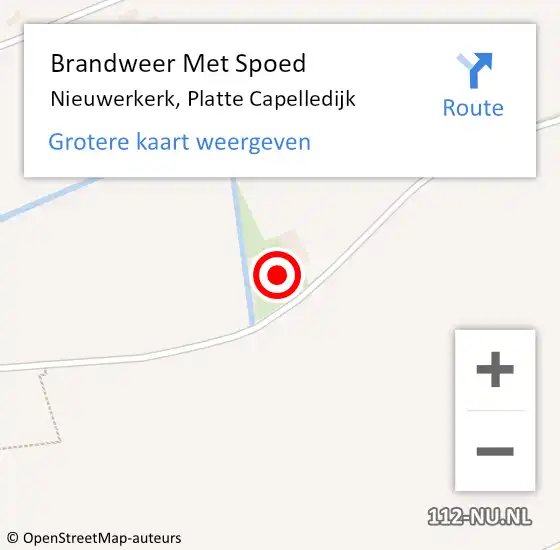 Locatie op kaart van de 112 melding: Brandweer Met Spoed Naar Nieuwerkerk, Platte Capelledijk op 27 oktober 2022 18:45