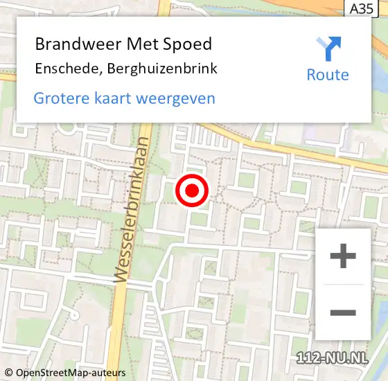 Locatie op kaart van de 112 melding: Brandweer Met Spoed Naar Enschede, Berghuizenbrink op 27 oktober 2022 18:53