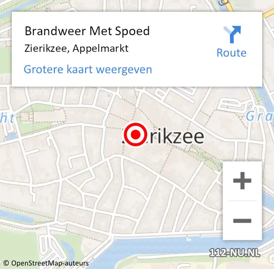 Locatie op kaart van de 112 melding: Brandweer Met Spoed Naar Zierikzee, Appelmarkt op 27 oktober 2022 19:59