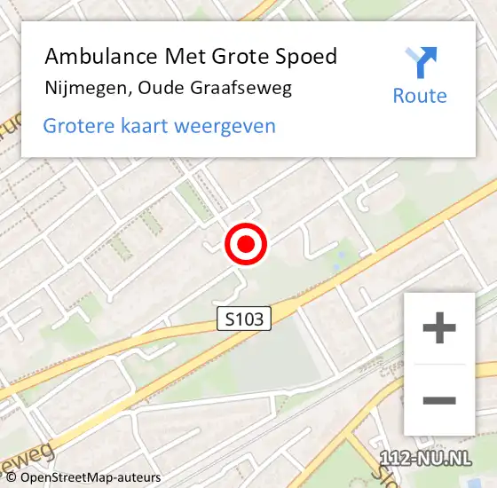 Locatie op kaart van de 112 melding: Ambulance Met Grote Spoed Naar Nijmegen, Oude Graafseweg op 27 oktober 2022 20:10