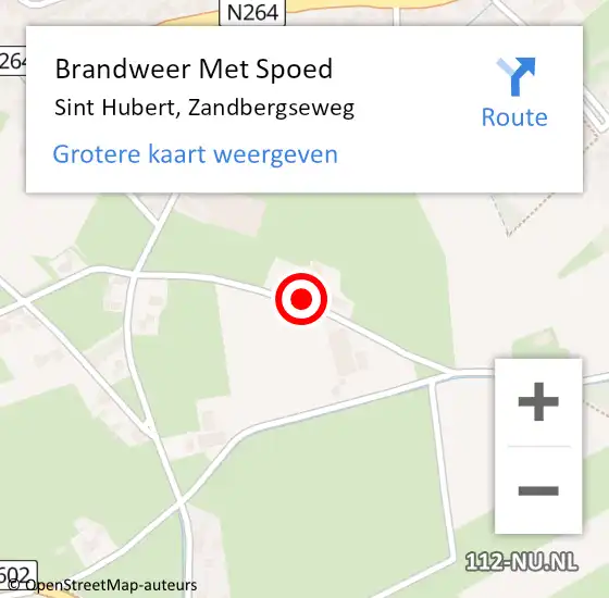 Locatie op kaart van de 112 melding: Brandweer Met Spoed Naar Sint Hubert, Zandbergseweg op 27 oktober 2022 20:15