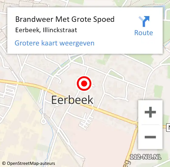 Locatie op kaart van de 112 melding: Brandweer Met Grote Spoed Naar Eerbeek, Illinckstraat op 27 oktober 2022 20:48