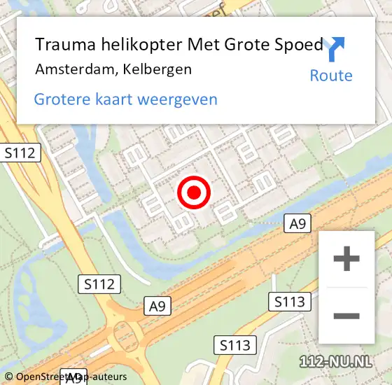Locatie op kaart van de 112 melding: Trauma helikopter Met Grote Spoed Naar Amsterdam-Zuidoost, Kelbergen op 27 oktober 2022 20:54