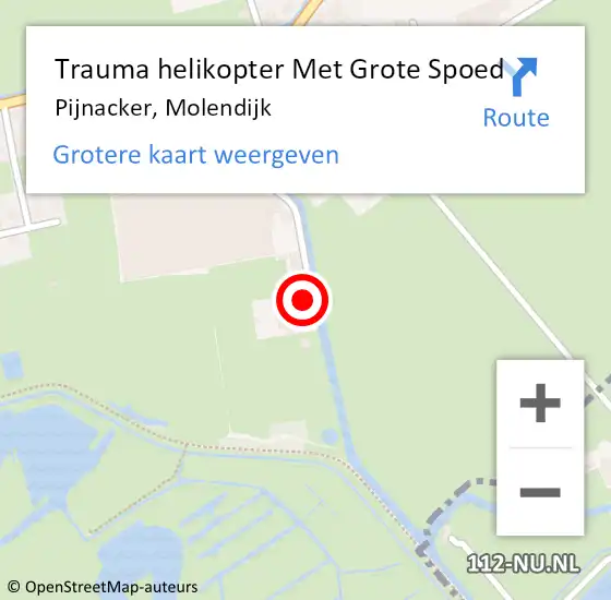 Locatie op kaart van de 112 melding: Trauma helikopter Met Grote Spoed Naar Pijnacker, Molendijk op 27 oktober 2022 21:19