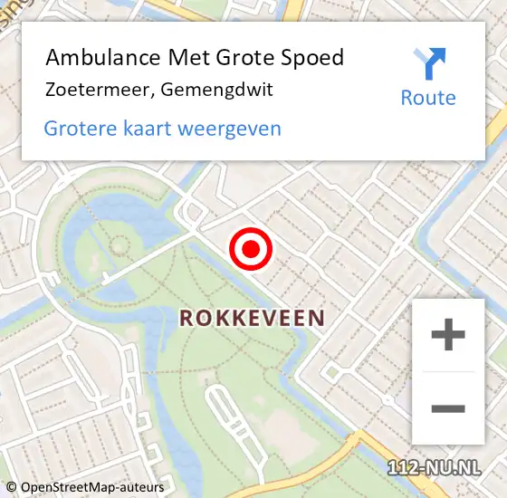 Locatie op kaart van de 112 melding: Ambulance Met Grote Spoed Naar Zoetermeer, Gemengdwit op 3 augustus 2014 00:41