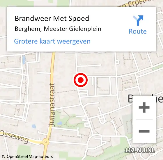 Locatie op kaart van de 112 melding: Brandweer Met Spoed Naar Berghem, Meester Gielenplein op 27 oktober 2022 21:37