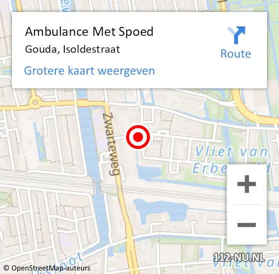 Locatie op kaart van de 112 melding: Ambulance Met Spoed Naar Gouda, Isoldestraat op 27 oktober 2022 21:41