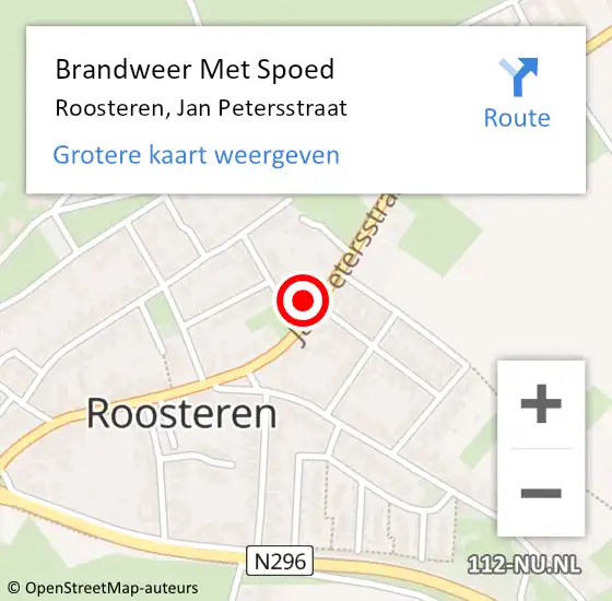 Locatie op kaart van de 112 melding: Brandweer Met Spoed Naar Roosteren, Jan Petersstraat op 27 oktober 2022 22:19