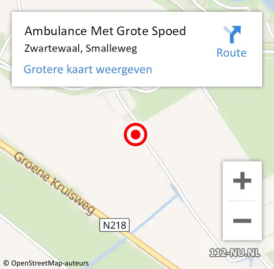 Locatie op kaart van de 112 melding: Ambulance Met Grote Spoed Naar Zwartewaal, Smalleweg op 27 oktober 2022 22:51