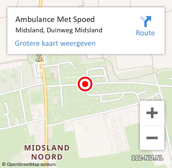 Locatie op kaart van de 112 melding: Ambulance Met Spoed Naar Midsland, Duinweg Midsland op 3 augustus 2014 00:48