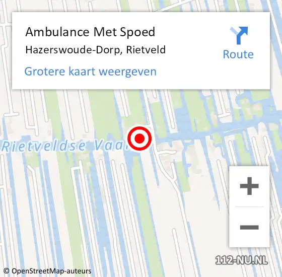 Locatie op kaart van de 112 melding: Ambulance Met Spoed Naar Hazerswoude-Dorp, Rietveld op 27 oktober 2022 23:16