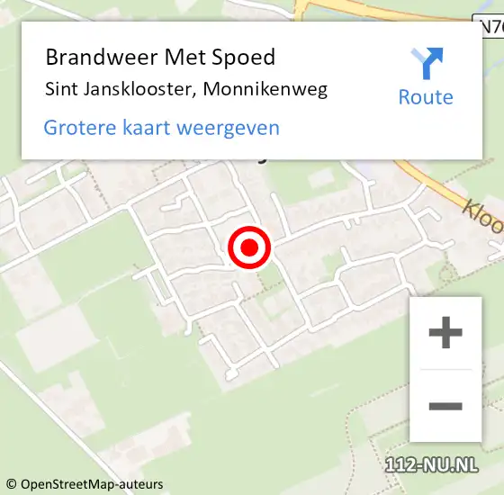 Locatie op kaart van de 112 melding: Brandweer Met Spoed Naar Sint Jansklooster, Monnikenweg op 27 oktober 2022 23:22