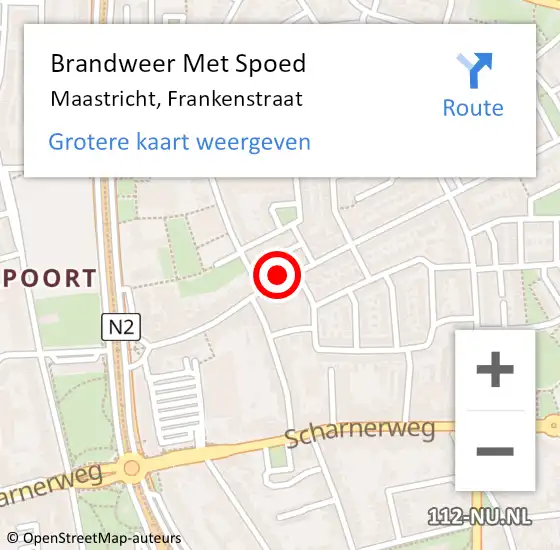 Locatie op kaart van de 112 melding: Brandweer Met Spoed Naar Maastricht, Frankenstraat op 27 oktober 2022 23:23