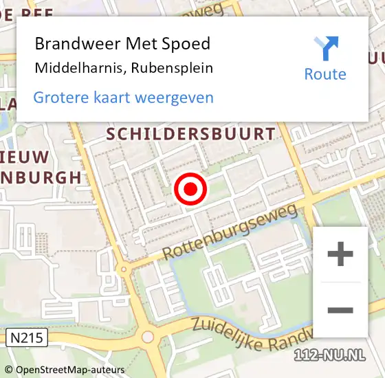 Locatie op kaart van de 112 melding: Brandweer Met Spoed Naar Middelharnis, Rubensplein op 27 oktober 2022 23:41