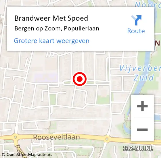 Locatie op kaart van de 112 melding: Brandweer Met Spoed Naar Bergen op Zoom, Populierlaan op 27 oktober 2022 23:46