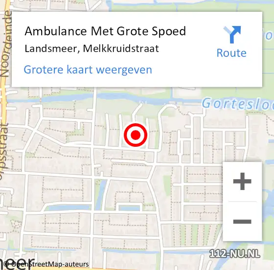 Locatie op kaart van de 112 melding: Ambulance Met Grote Spoed Naar Landsmeer, Melkkruidstraat op 28 oktober 2022 00:26