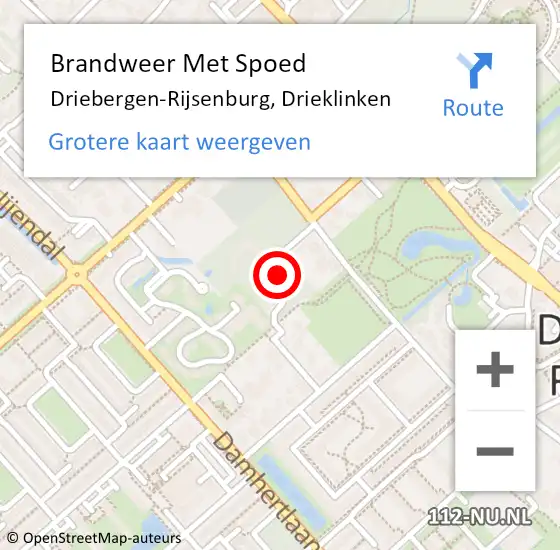 Locatie op kaart van de 112 melding: Brandweer Met Spoed Naar Driebergen-Rijsenburg, Drieklinken op 28 oktober 2022 00:59