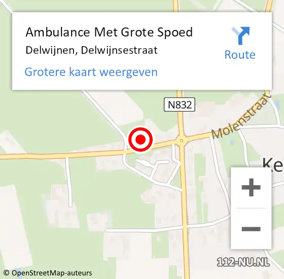 Locatie op kaart van de 112 melding: Ambulance Met Grote Spoed Naar Delwijnen, Delwijnsestraat op 28 oktober 2022 01:11