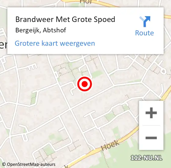 Locatie op kaart van de 112 melding: Brandweer Met Grote Spoed Naar Bergeijk, Abtshof op 28 oktober 2022 01:26