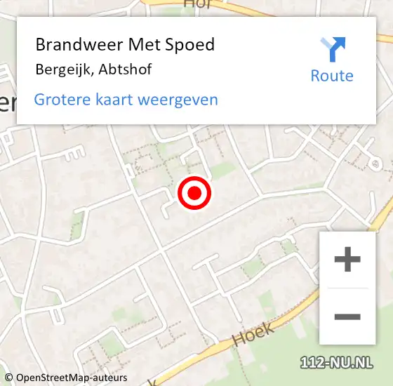 Locatie op kaart van de 112 melding: Brandweer Met Spoed Naar Bergeijk, Abtshof op 28 oktober 2022 01:51