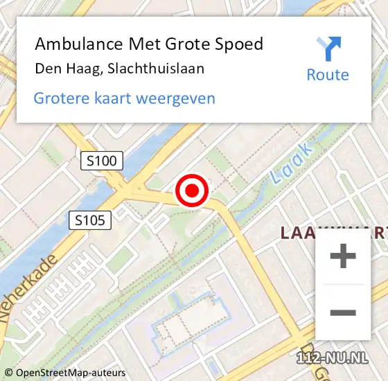 Locatie op kaart van de 112 melding: Ambulance Met Grote Spoed Naar Den Haag, Slachthuislaan op 28 oktober 2022 02:00