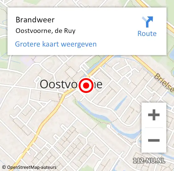 Locatie op kaart van de 112 melding: Brandweer Oostvoorne, de Ruy op 28 oktober 2022 02:44