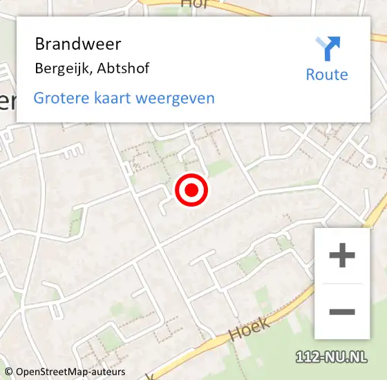 Locatie op kaart van de 112 melding: Brandweer Bergeijk, Abtshof op 28 oktober 2022 02:51