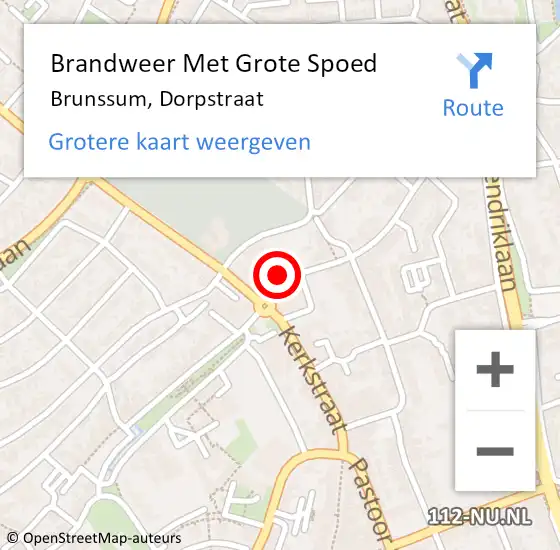 Locatie op kaart van de 112 melding: Brandweer Met Grote Spoed Naar Brunssum, Dorpstraat op 28 oktober 2022 03:08