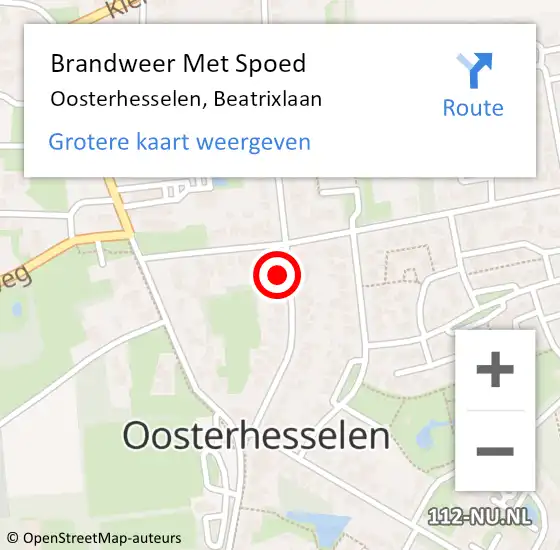 Locatie op kaart van de 112 melding: Brandweer Met Spoed Naar Oosterhesselen, Beatrixlaan op 28 oktober 2022 04:54