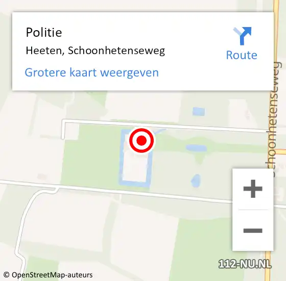 Locatie op kaart van de 112 melding: Politie Heeten, Schoonhetenseweg op 28 oktober 2022 05:39