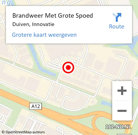 Locatie op kaart van de 112 melding: Brandweer Met Grote Spoed Naar Duiven, Innovatie op 28 oktober 2022 07:14