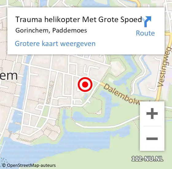 Locatie op kaart van de 112 melding: Trauma helikopter Met Grote Spoed Naar Gorinchem, Paddemoes op 28 oktober 2022 07:19