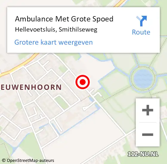 Locatie op kaart van de 112 melding: Ambulance Met Grote Spoed Naar Hellevoetsluis, Smithilseweg op 28 oktober 2022 07:46