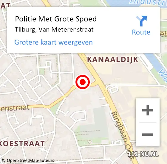 Locatie op kaart van de 112 melding: Politie Met Grote Spoed Naar Tilburg, Van Meterenstraat op 28 oktober 2022 07:55