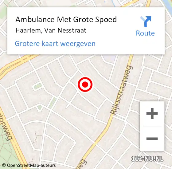 Locatie op kaart van de 112 melding: Ambulance Met Grote Spoed Naar Haarlem, Van Nesstraat op 28 oktober 2022 08:12