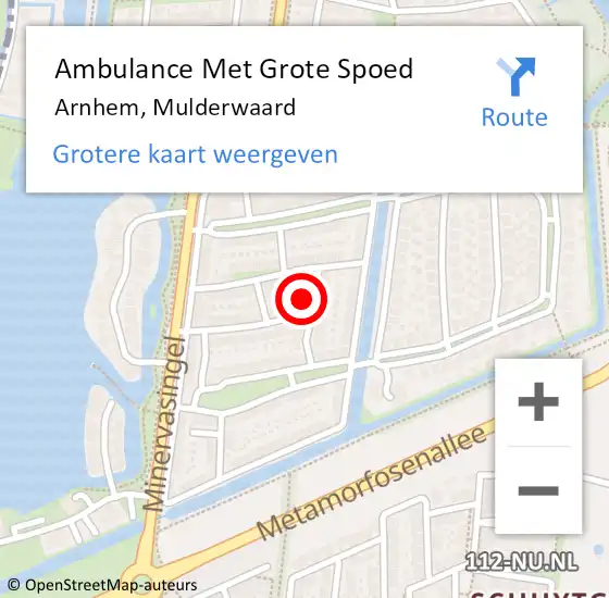 Locatie op kaart van de 112 melding: Ambulance Met Grote Spoed Naar Arnhem, Mulderwaard op 28 oktober 2022 08:20