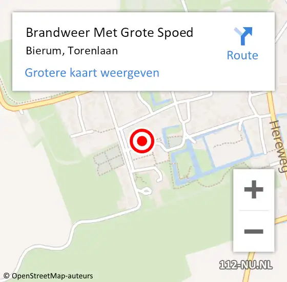 Locatie op kaart van de 112 melding: Brandweer Met Grote Spoed Naar Bierum, Torenlaan op 28 oktober 2022 08:27