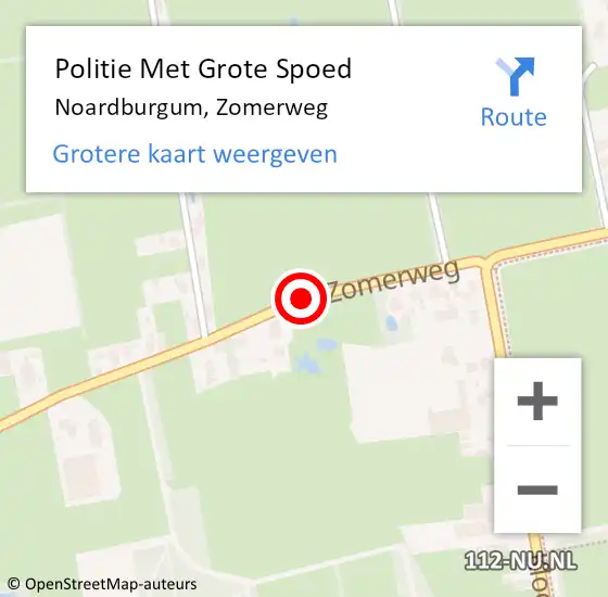 Locatie op kaart van de 112 melding: Politie Met Grote Spoed Naar Noardburgum, Zomerweg op 28 oktober 2022 08:28