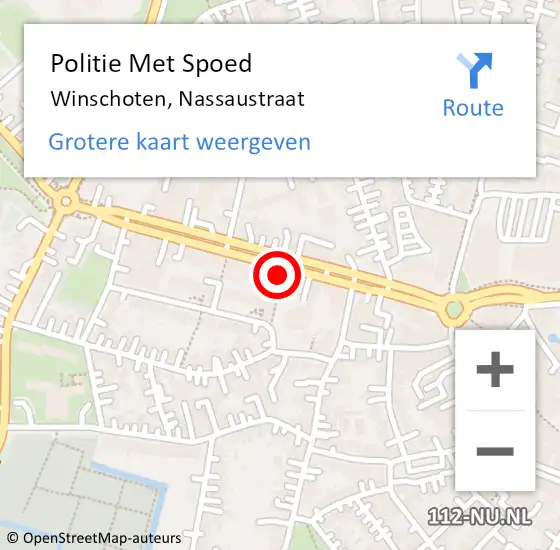 Locatie op kaart van de 112 melding: Politie Met Spoed Naar Winschoten, Nassaustraat op 28 oktober 2022 08:32