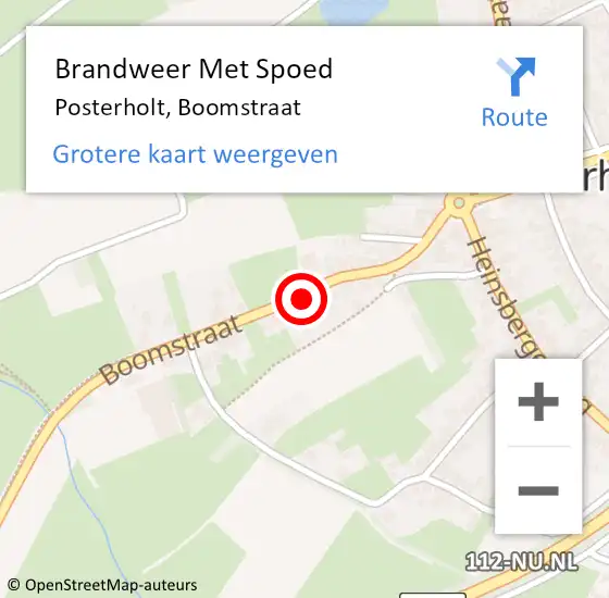 Locatie op kaart van de 112 melding: Brandweer Met Spoed Naar Posterholt, Boomstraat op 28 oktober 2022 08:33