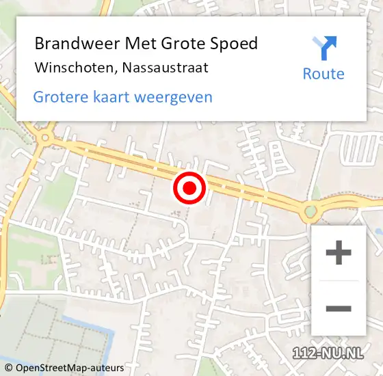 Locatie op kaart van de 112 melding: Brandweer Met Grote Spoed Naar Winschoten, Nassaustraat op 28 oktober 2022 08:35