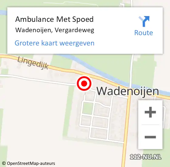 Locatie op kaart van de 112 melding: Ambulance Met Spoed Naar Wadenoijen, Vergardeweg op 28 oktober 2022 08:48