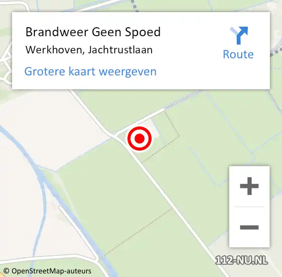 Locatie op kaart van de 112 melding: Brandweer Geen Spoed Naar Werkhoven, Jachtrustlaan op 28 oktober 2022 09:14