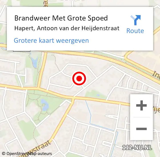 Locatie op kaart van de 112 melding: Brandweer Met Grote Spoed Naar Hapert, Antoon van der Heijdenstraat op 28 oktober 2022 09:58