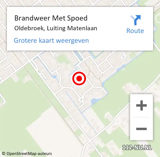 Locatie op kaart van de 112 melding: Brandweer Met Spoed Naar Oldebroek, Luiting Matenlaan op 28 oktober 2022 10:15